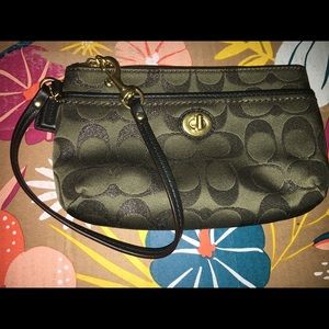 NWOT Forest Green Coach Wristlet.